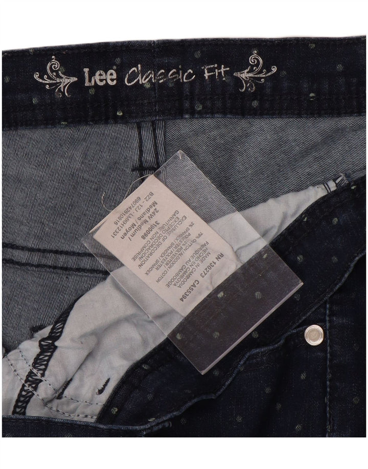 Женские джинсы-капри классического кроя LEE США 24 4XL W48 L20, хлопок в синие пятна