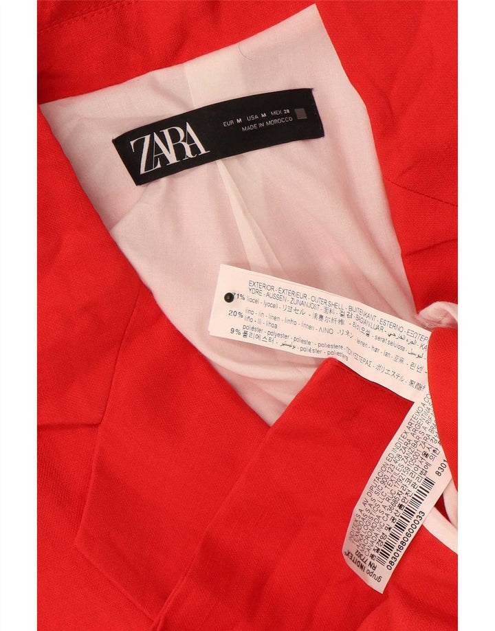 Женский двубортный пиджак Zara UK 14, средний красный лиоцелл