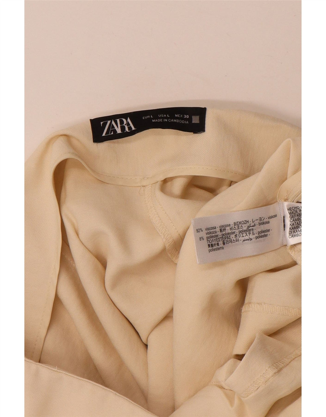 Zara Женская юбка-карандаш, большая W34, бежевая вискоза