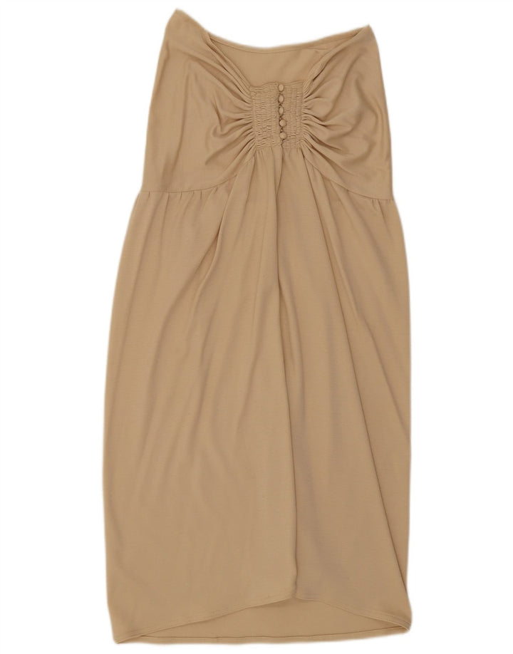 VINTAGE Womens Strapless Dress UK 14 Medium Beige