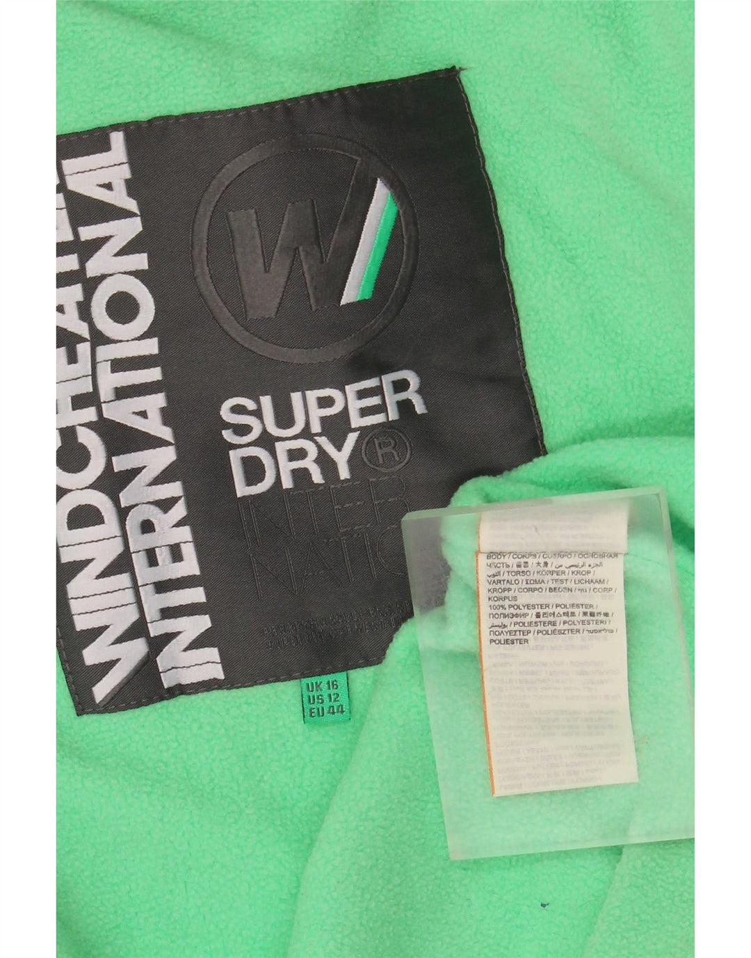 SUPERDRY Женская ветровка с капюшоном UK 16, большой серый полиэстер