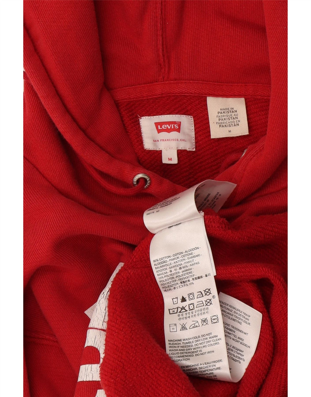 Мужской джемпер с капюшоном Levi's с рисунком, средний красный, хлопок с цветными блоками
