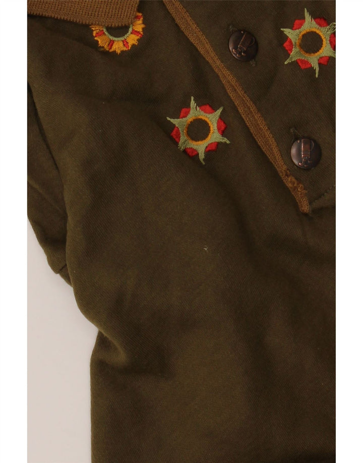 ВИНТАЖНЫЙ мужской джемпер с воротником поло, большой акриловый свитер цвета хаки