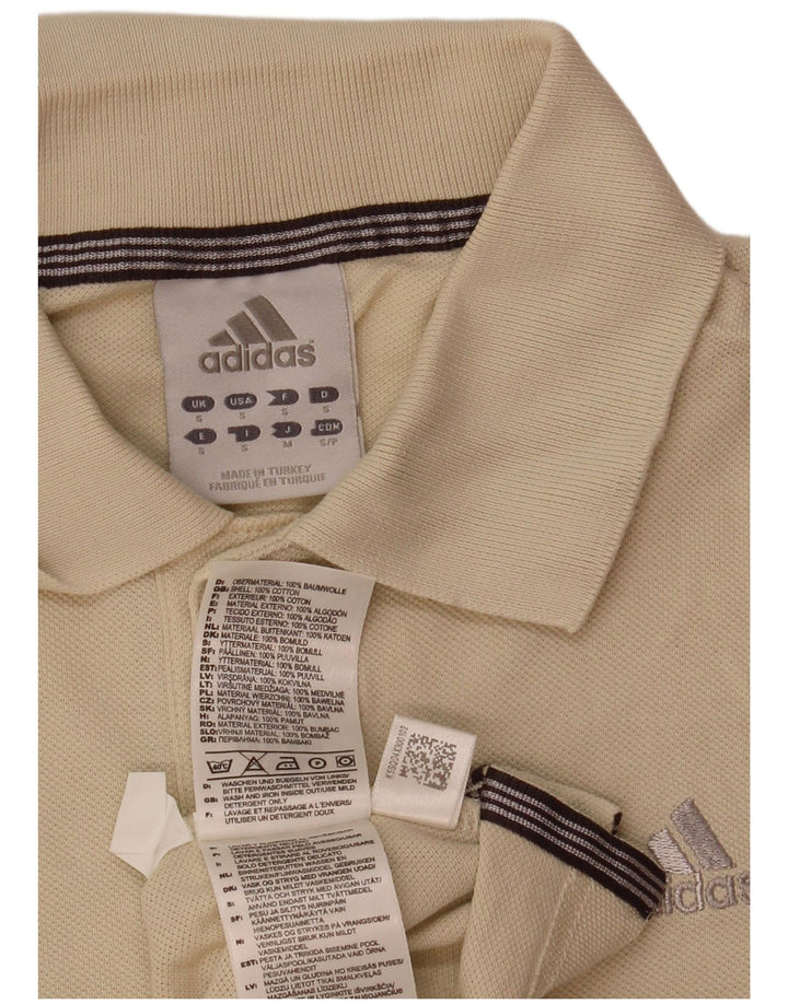 Мужская рубашка-поло Adidas, маленькая, бежевая, хлопок