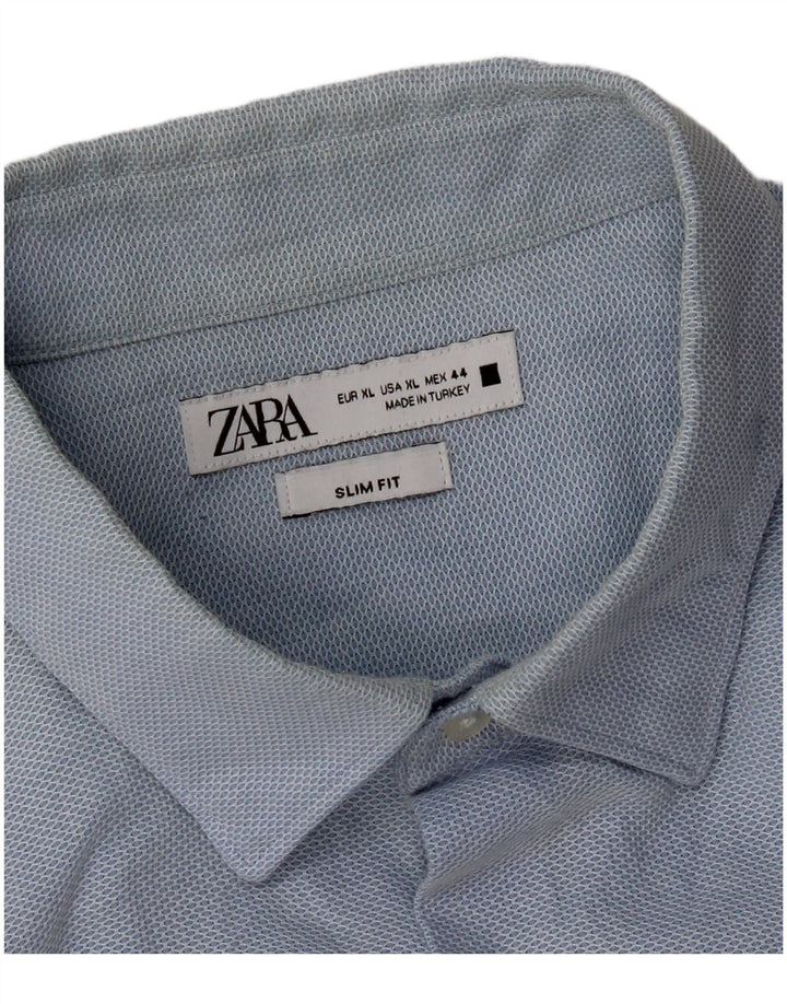 Мужская рубашка узкого кроя Zara XL, синяя