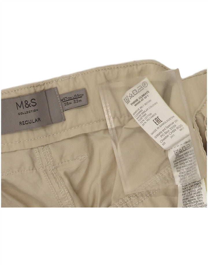 Мужские брюки-карго Marks & Spencer W38 L33 бежевого цвета, хлопок