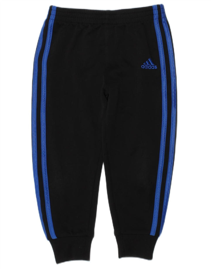 ADIDAS Boys Tracksuit Trousers Joggers 3-4 Years  Black Polyester