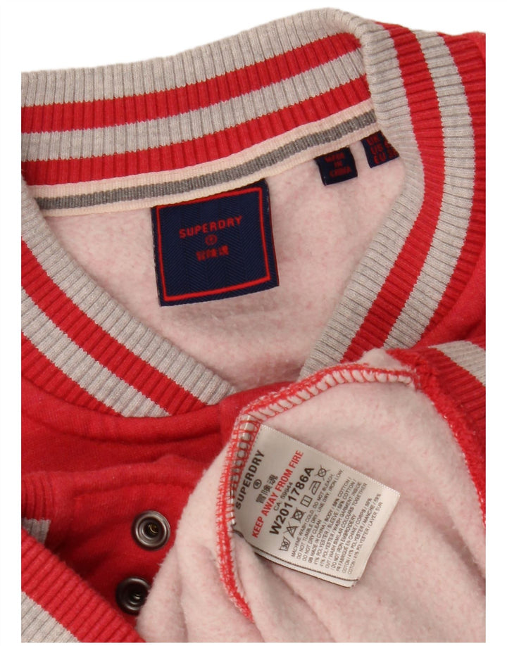 Женская университетская куртка Superdry UK 10, маленькая красная, хлопковая с цветными блоками