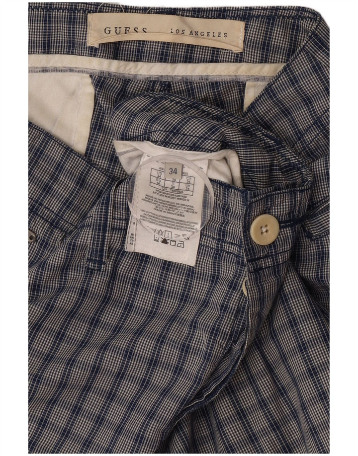 Мужские шорты чинос Guess W34, хлопок, большая синяя клетка