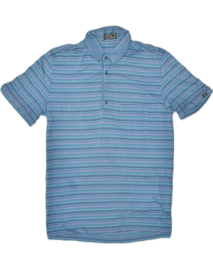 ENNIO MURACCHINI Mens Polo Shirt XL Blue Striped Cotton | Vintage | Thrift | Second-Hand | Used Clothing | Messina Hembry 