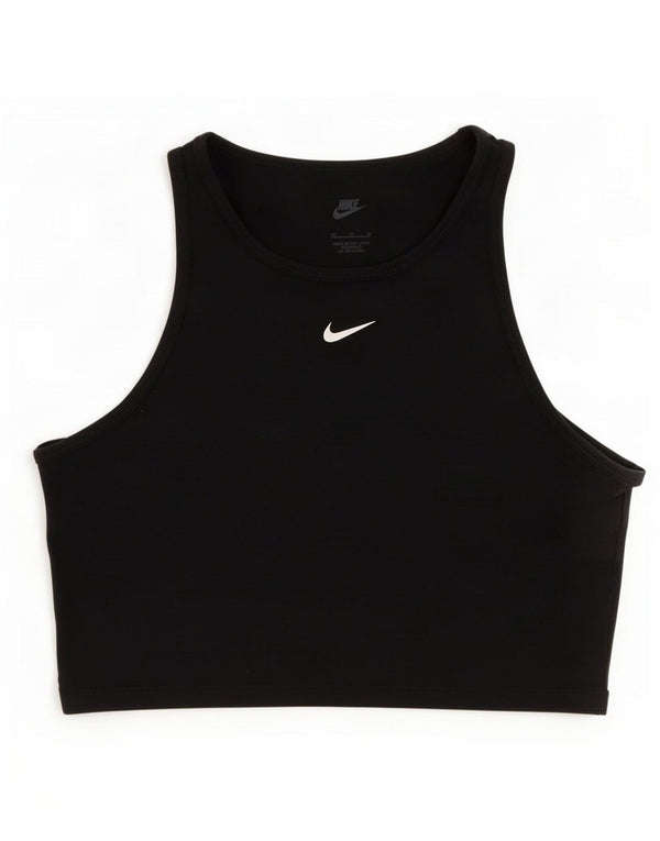 Женский спортивный бюстгальтер с рисунком Swoosh Nike Top UK 12, средний черный