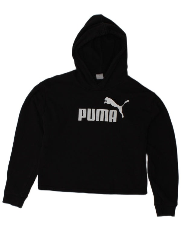 Женский укороченный джемпер с капюшоном PUMA большого размера UK 6 XS, черный хлопок
