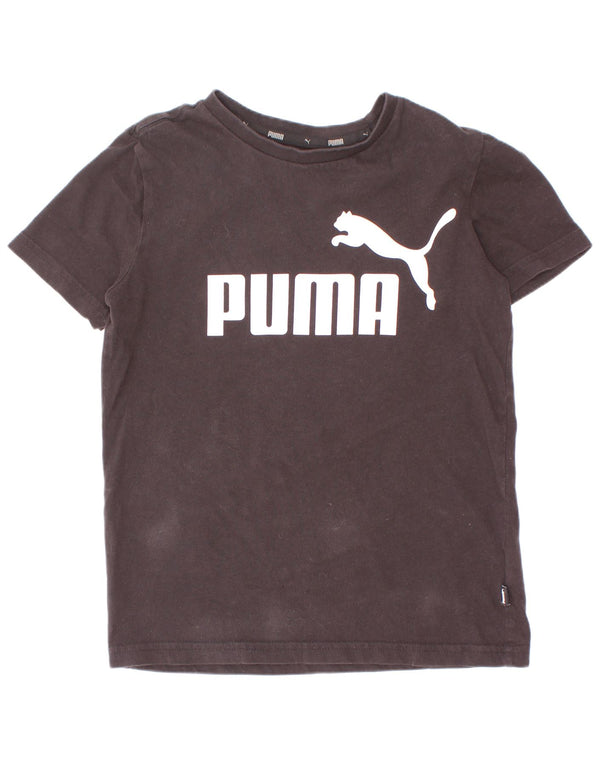 Футболка с рисунком Puma для мальчиков, топ 9–10 лет, черный хлопок