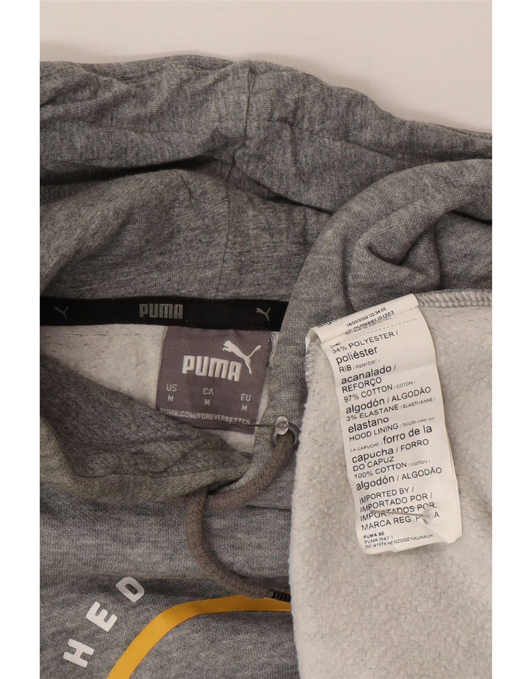 Мужской джемпер с капюшоном PUMA, хлопковый, среднего серого цвета