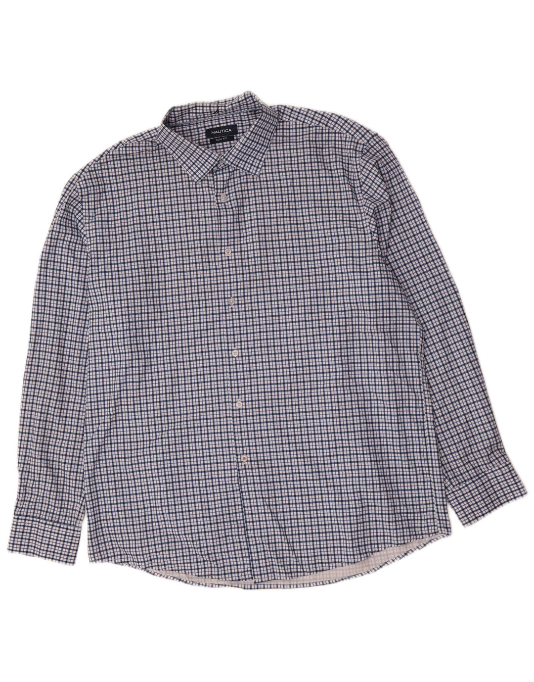 Мужская рубашка приталенного кроя Nautica, размер 17 1/2 XL, синяя клетка, полиэстер
