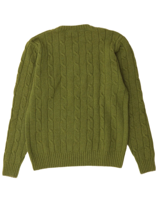 Zara Mens Crew Neck Jumper Sweater Large Green Wool