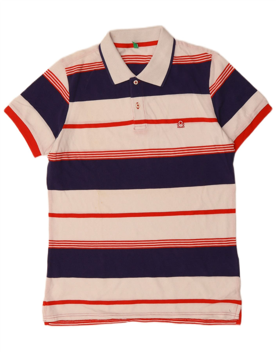 Мужская рубашка-поло BENETTON, хлопок, большая белая полоска