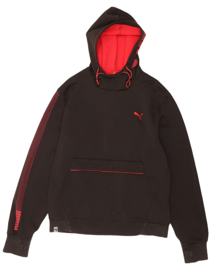 Мужской джемпер с капюшоном Puma, большой черный, полиэстер с цветными блоками