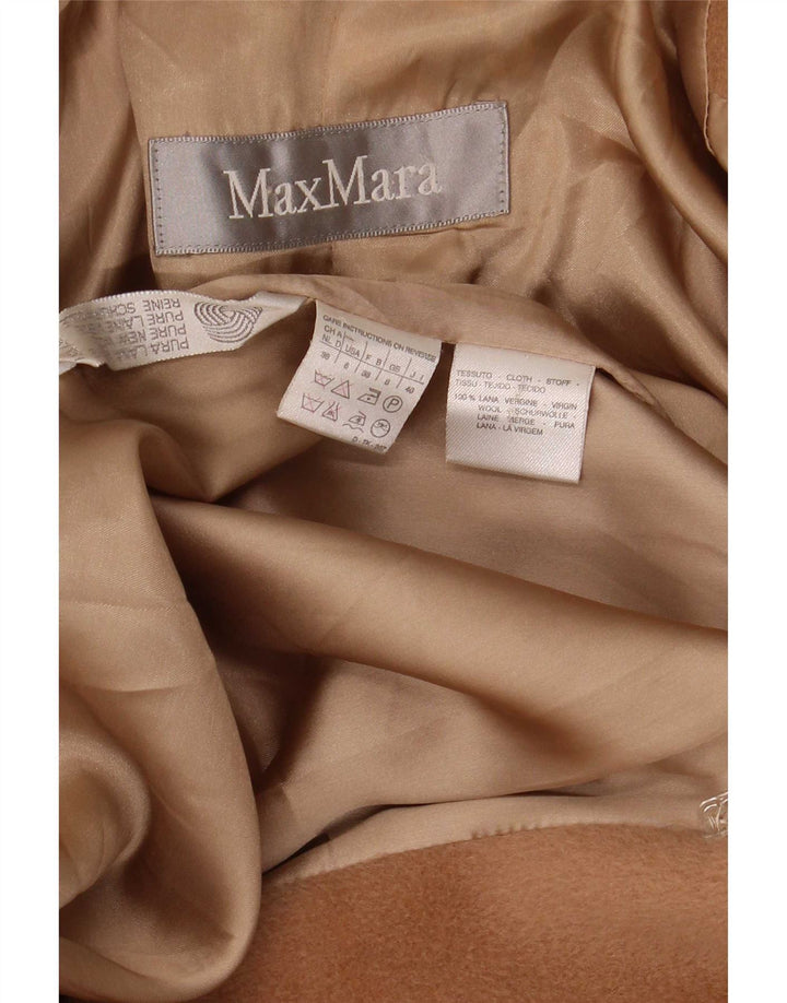 Max Mara Женское двубортное пальто оверсайз UK 8 маленькое бежевое шерстяное