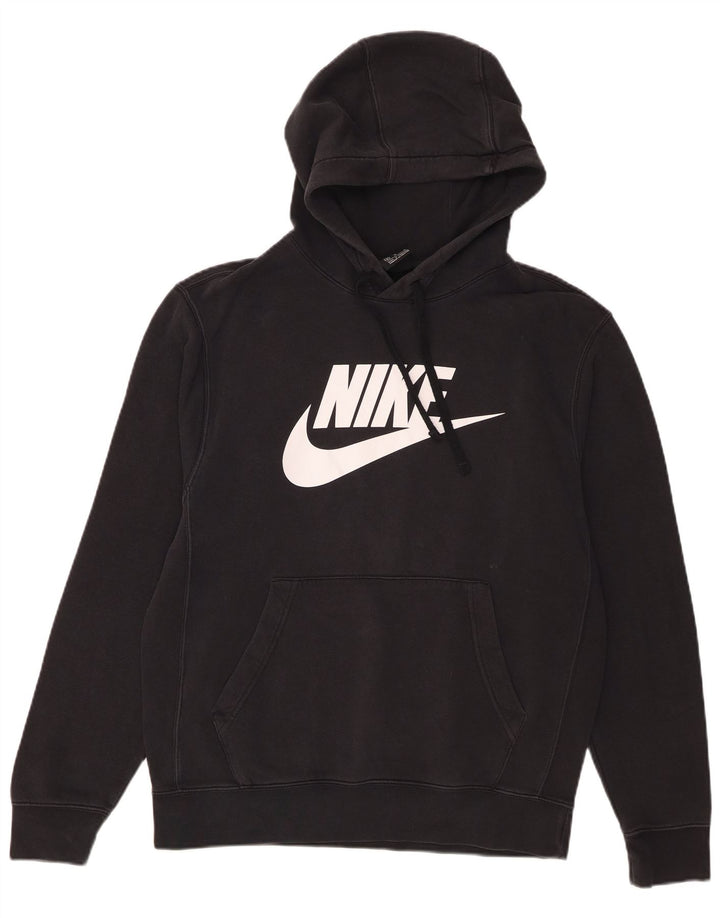 Мужской джемпер с капюшоном с рисунком Nike, средний черный, хлопковый