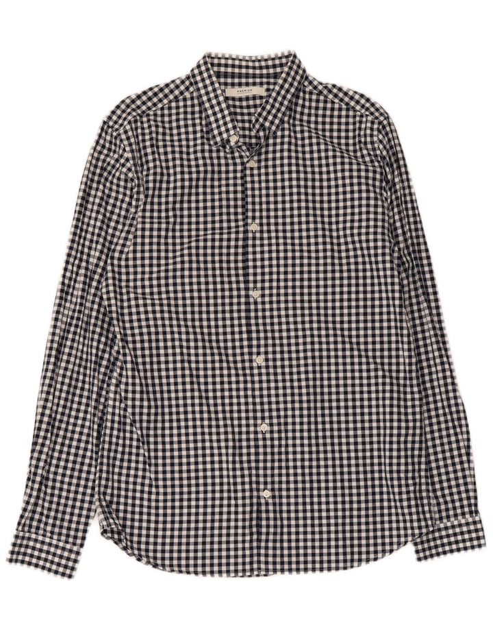 Мужская рубашка Jack & Jones среднего размера, темно-синяя, хлопковая в мелкую клетку