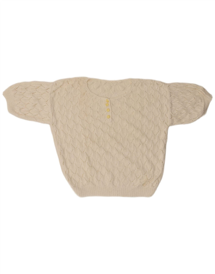 ВИНТАЖНЫЙ женский свободный джемпер с круглым вырезом, Великобритания, 18 XL, белый