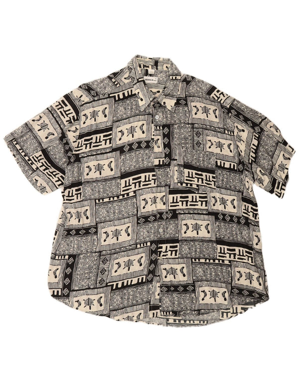 Мужская рубашка с коротким рукавом BOULEE, размер 45/46, 2XL, черная вискоза в стиле пэчворк