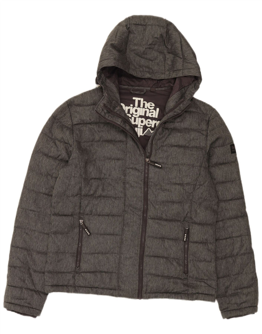 Мужская утепленная куртка с капюшоном Superdry UK 42 XL Серый полиэстер