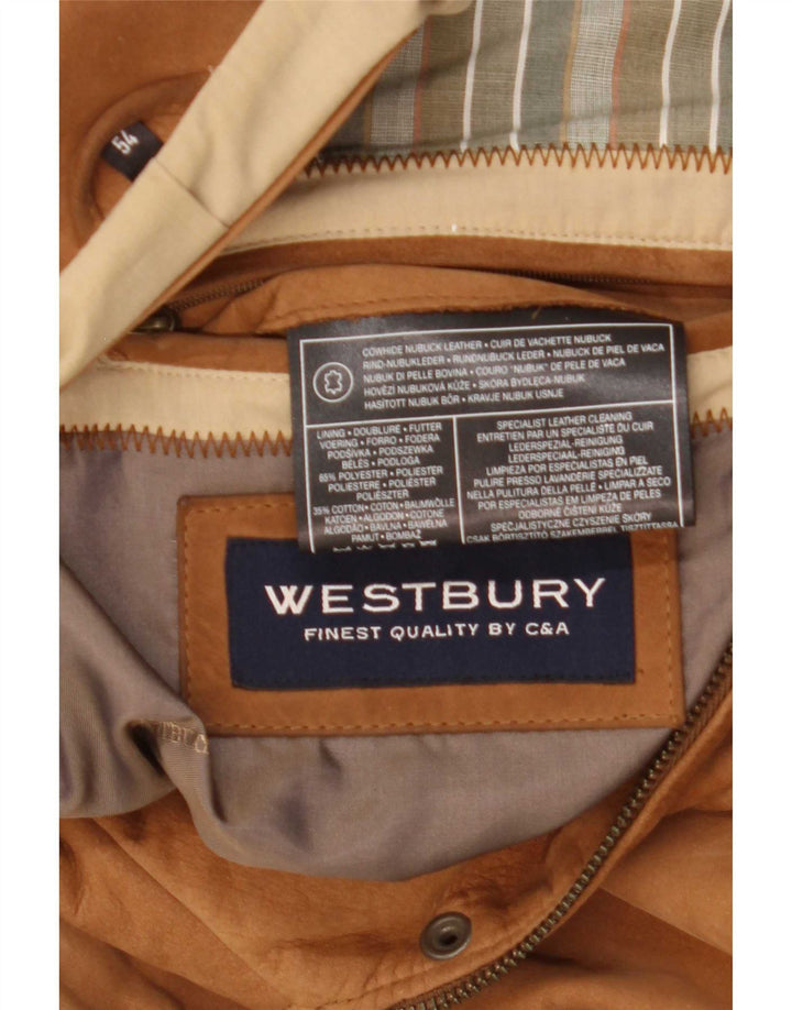WESTBURY Мужской замшевый бомбер IT 54 2XL Бежевый кожаный