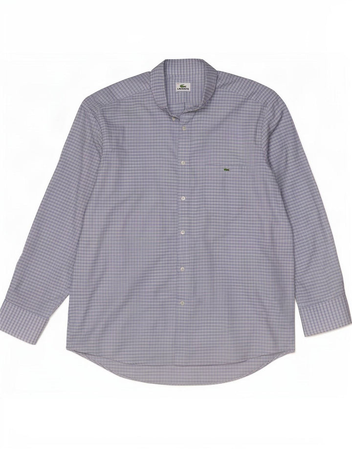 Мужская рубашка Lacoste, размер 44 XL, синяя хлопковая клетка
