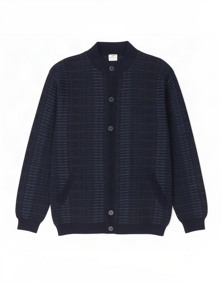 Мужской кардиган Bernardini IT 52 Medium Navy Blue Check Wool