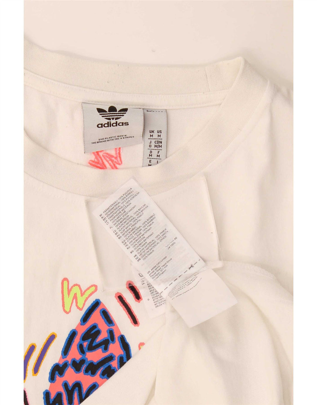 Adidas Мужская футболка с рисунком Топ среднего размера, белый хлопок