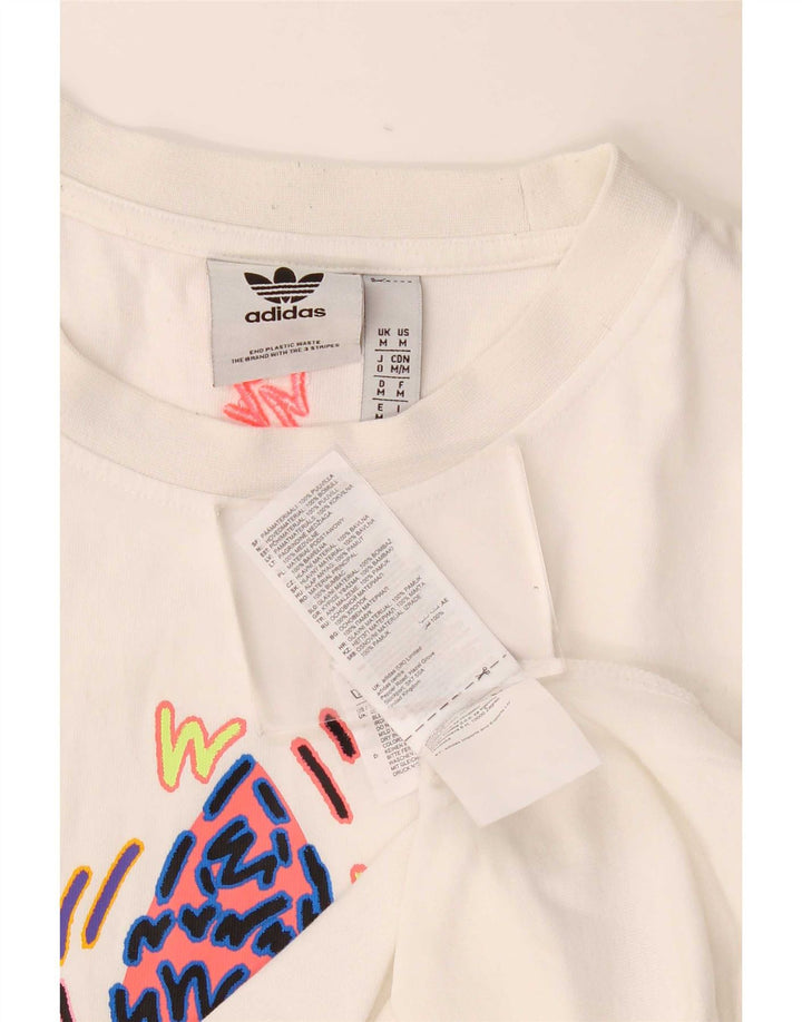 Adidas Мужская футболка с рисунком Топ среднего размера, белый хлопок