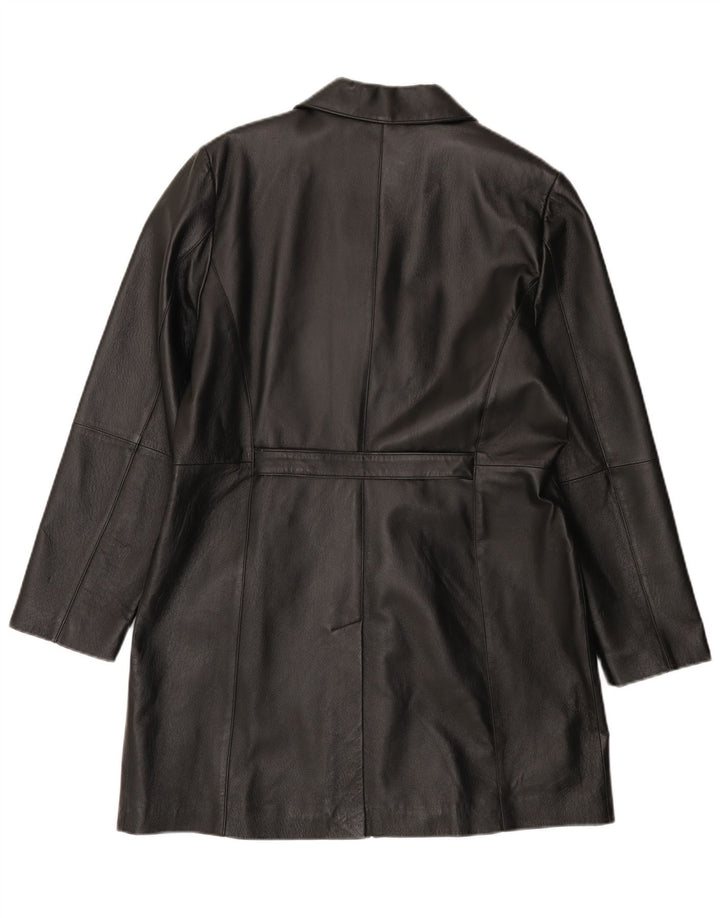 Винтажное женское кожаное пальто UK 18 XL, черное кожаное