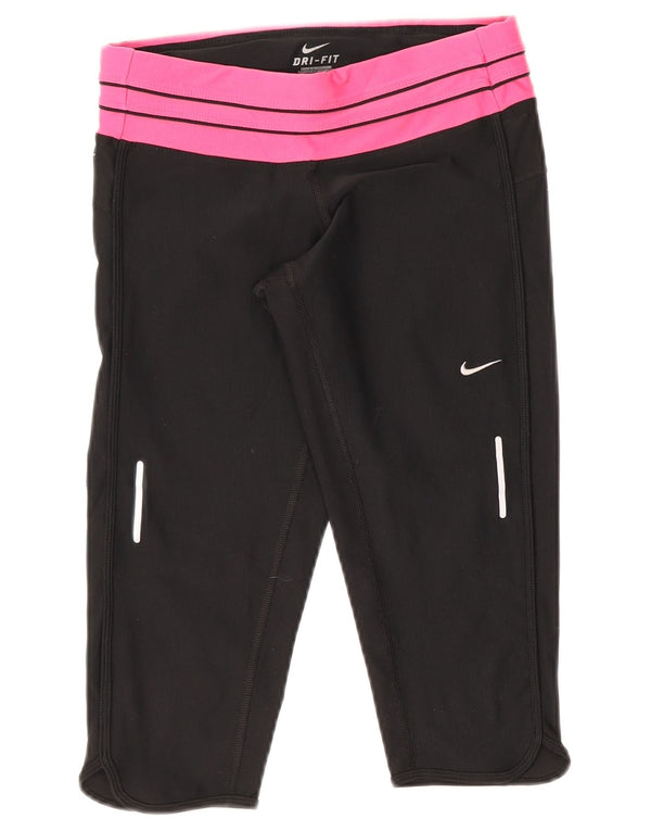 Женские леггинсы-капри Nike Dri Fit UK 8, маленькие черные с цветными блоками