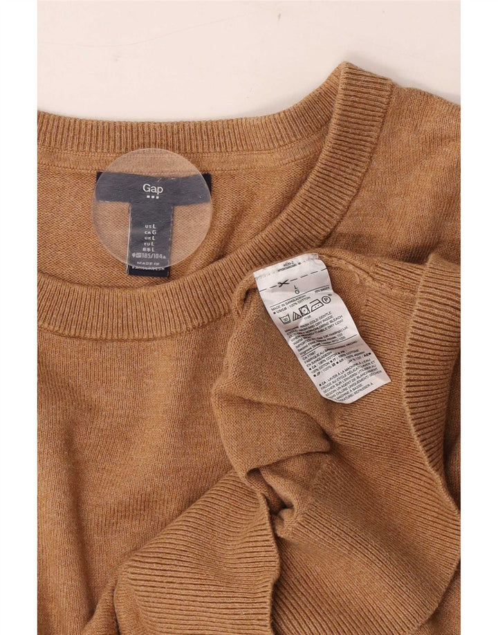 Мужской джемпер с круглым вырезом Gap, большой коричневый хлопковый свитер