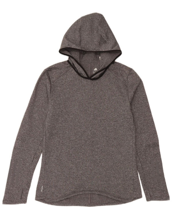 Женский джемпер с капюшоном Adidas Climalite UK 8/10, маленький серый полиэстер