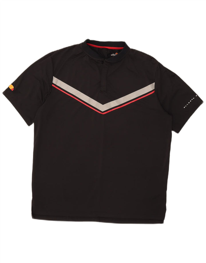 Мужская рубашка-поло Ellesse 2XL, черная, полиэстер с цветными блоками