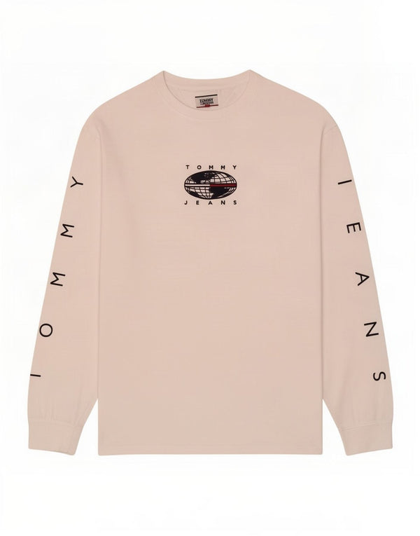 Tommy Hilfiger Мужской топ с рисунком с длинным рукавом XL, белый хлопок