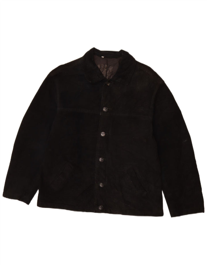 Мужская замшевая куртка VINTAGE UK 40, большая черная