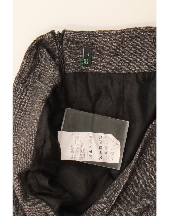 Benetton Женская прямая юбка IT 42 Medium W30 Серая шерсть
