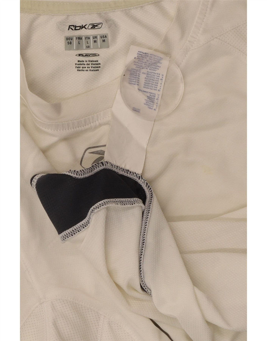 Мужская футболка REEBOK, верх среднего размера, белый полиэстер с цветными блоками