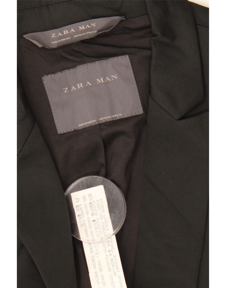 Мужской пиджак на 2 пуговицах Zara EU 50, средний черный полиэстер