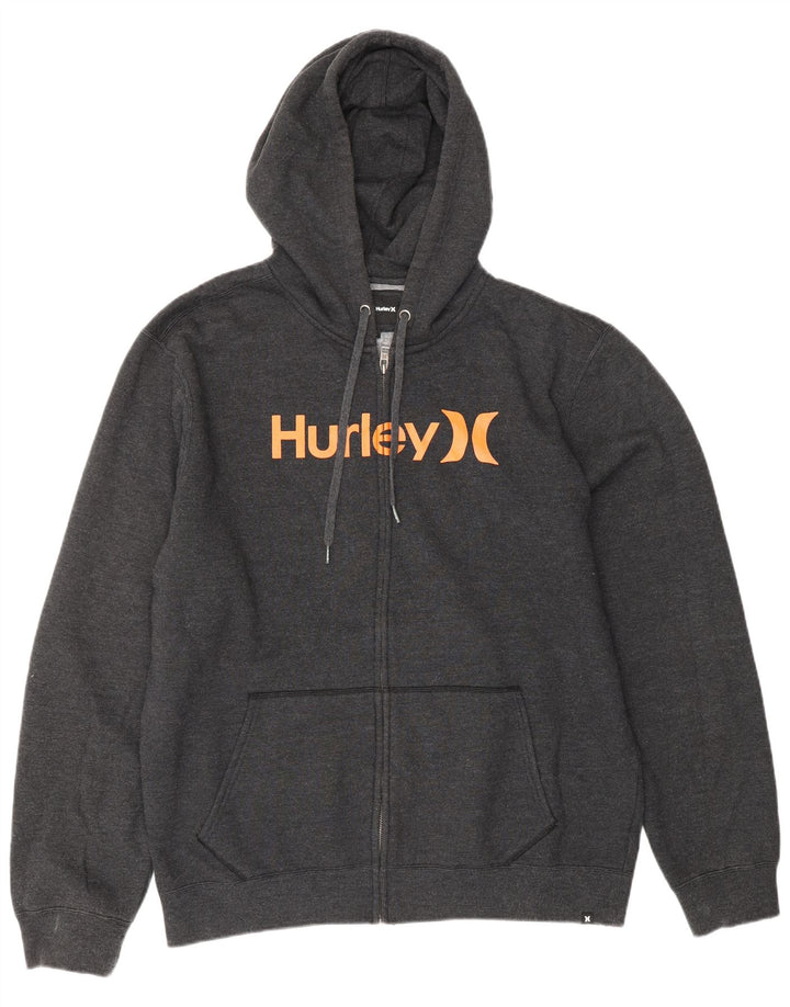 HURLEY Мужской свитер с капюшоном и молнией с графическим рисунком, большой серый полиэстер