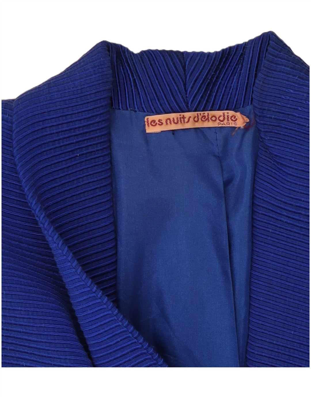 ВИНТАЖНЫЙ женский пиджак UK 12, хлопковый средний синий в тонкую полоску