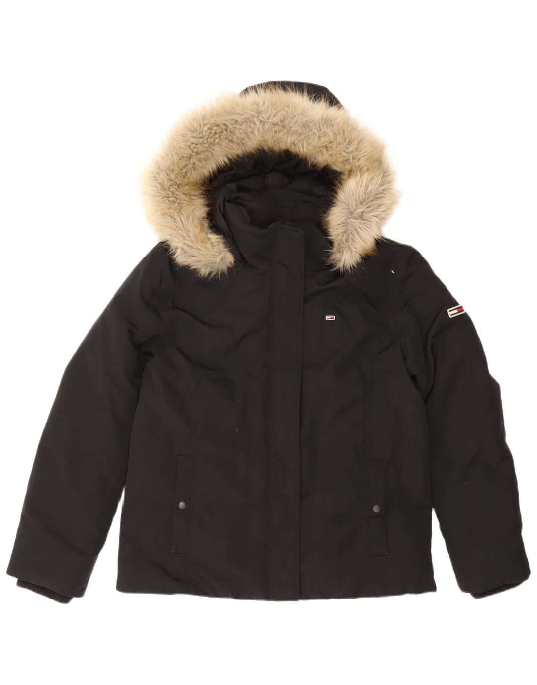 Женская стеганая куртка с капюшоном Tommy Hilfiger UK 16, большая, черная, полиамид