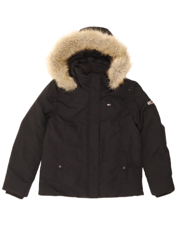 Женская стеганая куртка с капюшоном Tommy Hilfiger UK 16, большая, черная, полиамид
