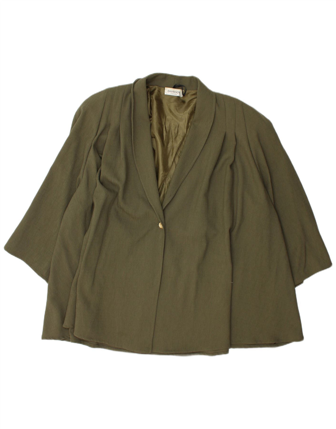 VINTAGE Womens 3/4 Sleeve Oversized Overcoat UK 22 3XL Khaki