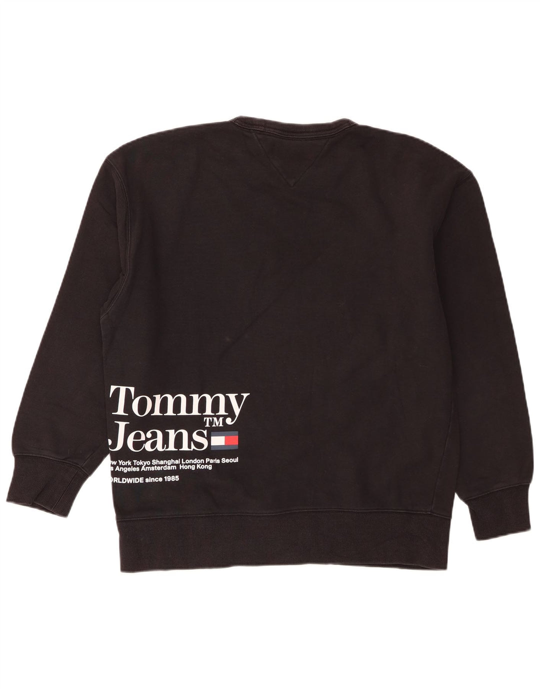 Мужской свитшот с рисунком Tommy Hilfiger, маленький черный хлопковый джемпер