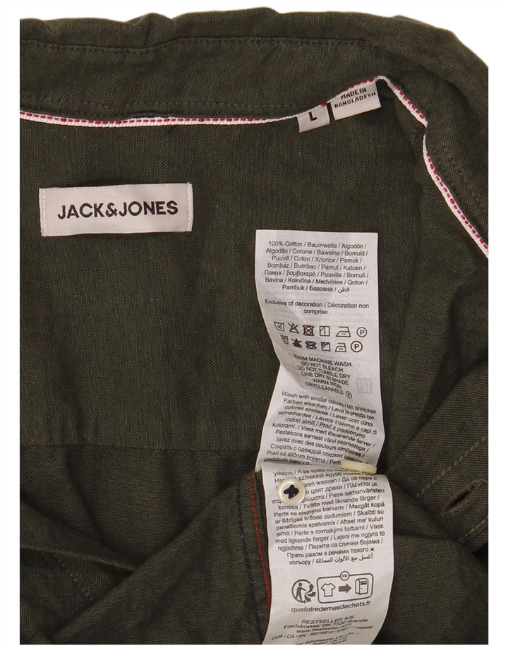 Мужская рубашка Jack & Jones большого размера из хлопка цвета хаки